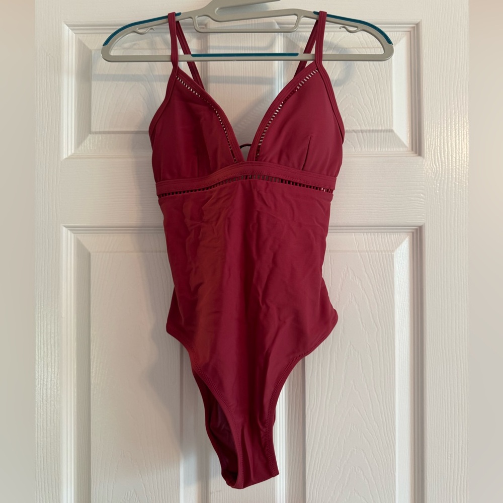 CUPSHE maroon one-piece bathing suit